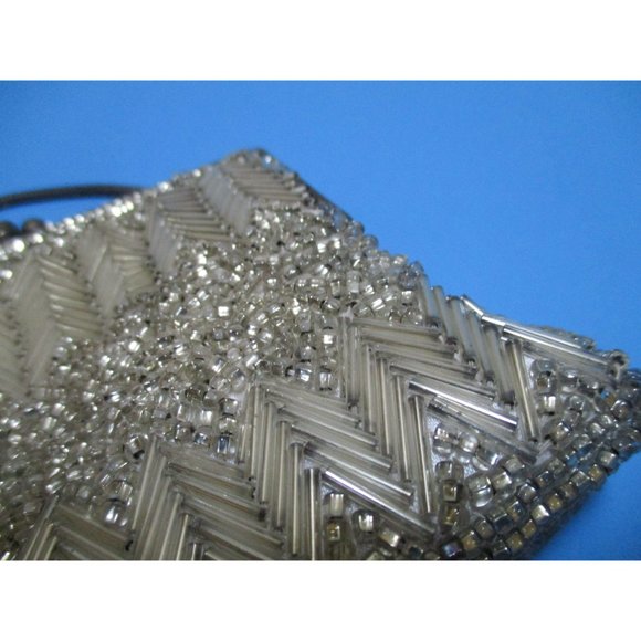 *Vintage Off White Beaded Wristlet Clutch Evening Bag - Picture 5 of 5
